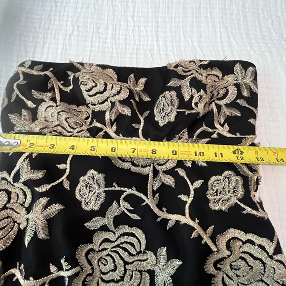 MIKAEL AGHAL rose embroidered strapless black and gold  gown, size 2 - Picture 4 of 11